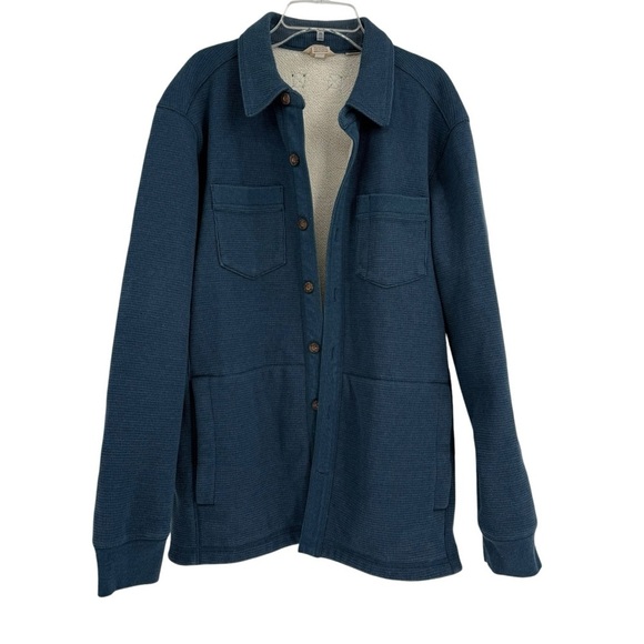 Duluth Trading Shirt Jacket Mens Size M Fleece Lined Blue Button Burly Shacket - Picture 4 of 15